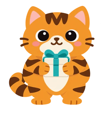 Tibby holding a gift